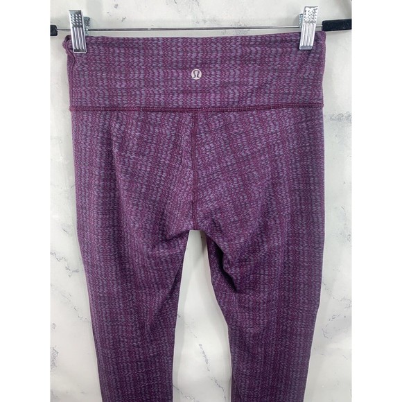 Lululemon Leggings Sz 6 Wunder Under Purple Ziggy Wee Raspberry Geo Chevron - Picture 12 of 13